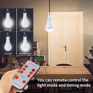 Outdoor <strong>4</strong> Modes Lighting Sensor USB Rechargeable or Solar Powered Light <strong>LED</strong> Bulb with Remote <strong>Timer</strong> for Indoor Outdoor Camping - Product Image 5
