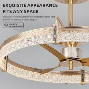 Best Selling Model 1630 Designer <strong>Fan</strong> with <strong>Light</strong> 20&quot; &amp; 28&quot; Gold Modern Luxury <strong>Crystal</strong> Bedroom Silent Led Ceiling <strong>Fan</strong> <strong>Light</strong> - Product Image 5