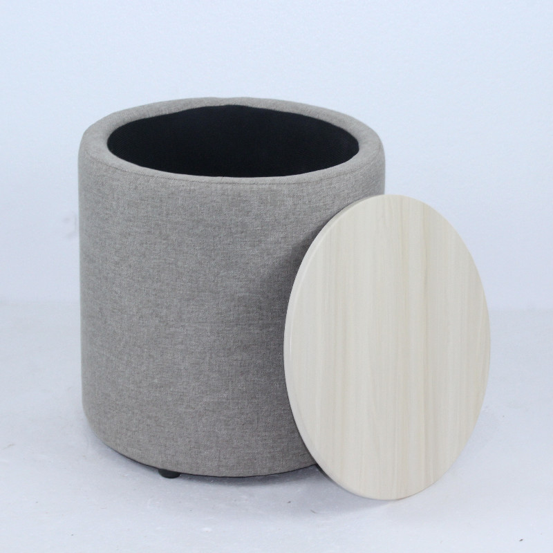 Factory price hot wholesale high end linen Wood lid storage ottoman