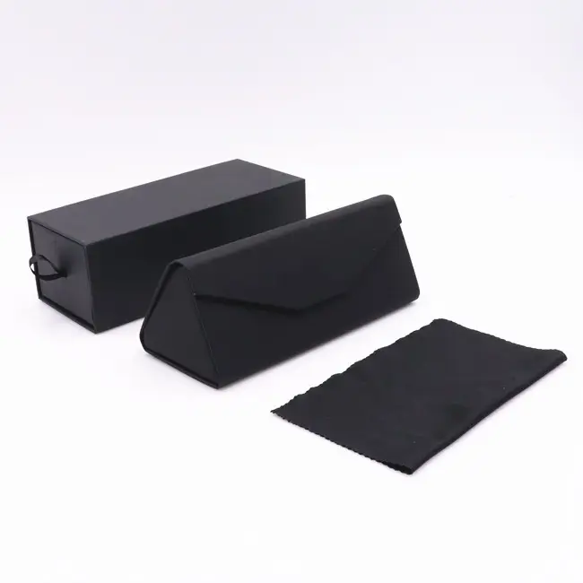 Funda de gafas de sol de cuero hechas a mano, caja de embalaje personalizada, plegable