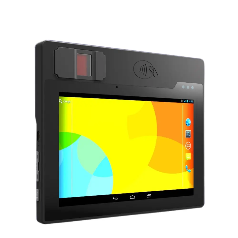 Android Biometrico Palmare 4G RFID Scanner di Codici A Barre Lettore di Impronte Digitali Tablet Rugged