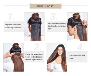 Yaki 4C หยิกที่มองไม่เห็นทำจากโลหะ PU ลูกไม้ผมตรงผมมนุษย์แท้แบบคลิปอิน100% - Product Image 5