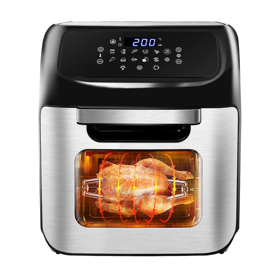 Fritadeira a ar digital de 1800w com 12l, máquina de fritadeira à ar multifuncional com 12 receitas de cozinha