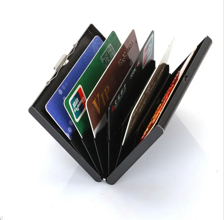 Hard Men Metal Bank Card Holder Blocking Hard Case Wallet Solid Credit Card Anti-RFID Scanning Protect Card Holder