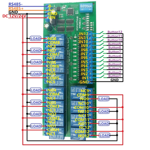 12ch uscita ingresso digitale UART RS485 modulo relè Modbus RTU per PLC PTZ LED controllo macchina motore - Product Image 6
