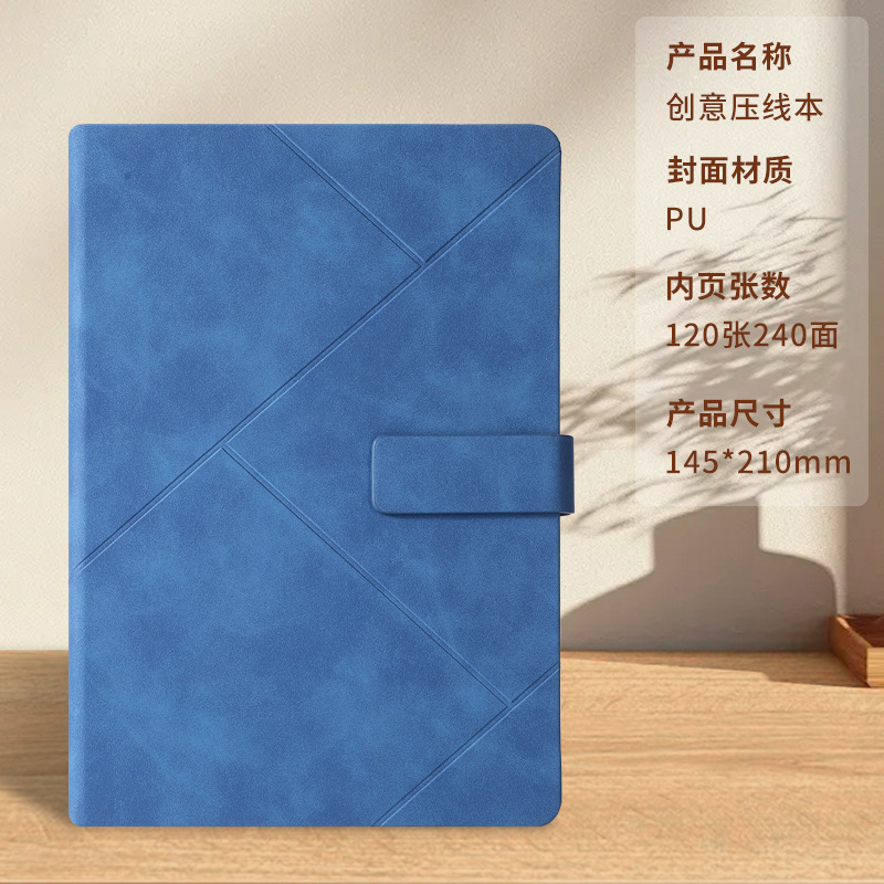 Libro con hebilla de alambre azul oscuro.