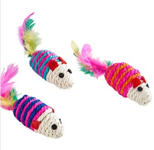 Ratón Sisal para gatos, juguetes con cola de pluma y hierba gatera para masticar y rascar, ratón interactivo para gatos, juguete hecho en China - Product Image 4