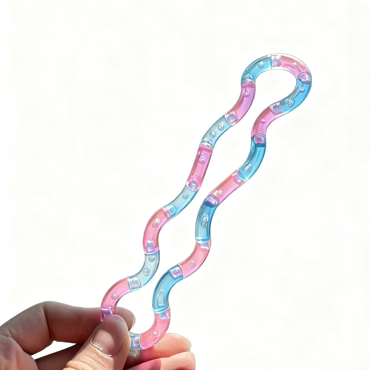 Crystal transparent double color twist music bag-blue and pink