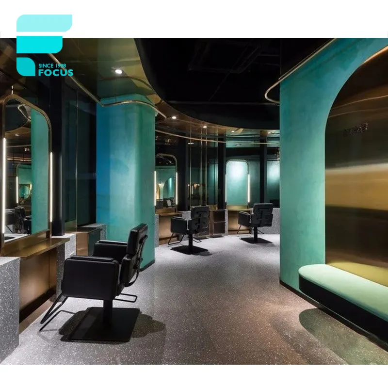 Luxury Specially Designed Hair Salon Furniture Hair Salon Station Decor Design With Beauty Salon Chair And Sofa Mirror