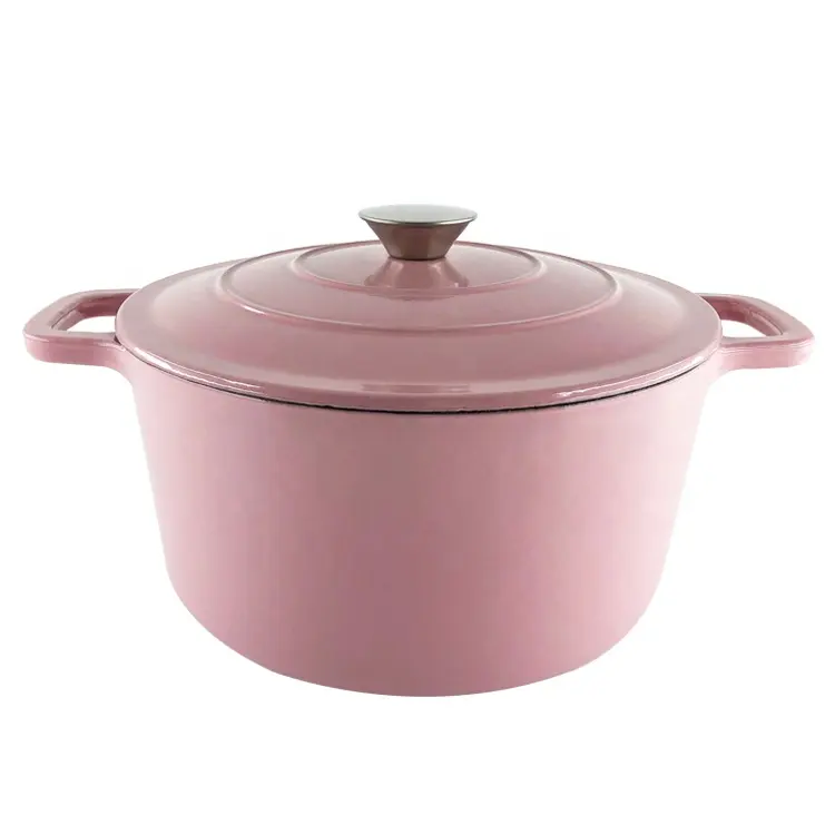 Rayion olho de ferro fundido esmalte, casserol de cor rosa fosca 5l