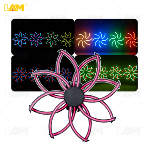 New Styles Stage Lights Double Layer Rotatable DMX Control 16 Leaves 576*0.3W <strong>LED</strong> 5050 <strong>RGB</strong> 3in1 Lamp Bead Windmill Light for DJ - Product Image 2