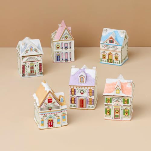 Ensemble de 6 pièces maison d'épices village de Noël - Coloré
