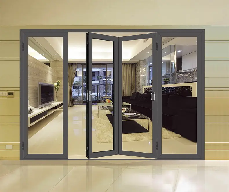 Puerta divisoria de cristal de aluminio personalizada puerta plegable de estilo simple de cristal templado