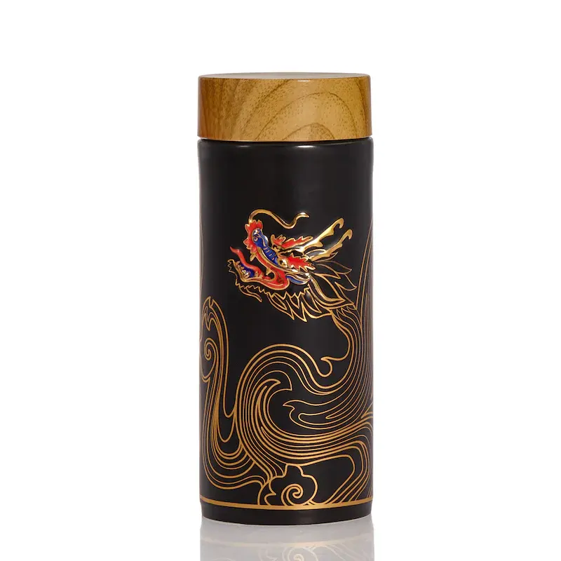 Acera Liven keramik Dragoncloud cerah, Tumbler dibuat dengan desain patung naga berwarna-warni yang indah