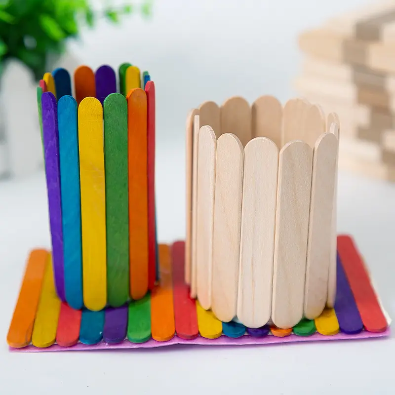 Оптовая продажа, Заводские высококачественные деревянные палочки, палочки для мороженого, цветные палочки, поделки для детей