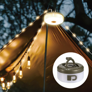 USB recargable al aire libre portátil Stowable tienda iluminación lámpara Decoración LED Camping luz cadena con gancho