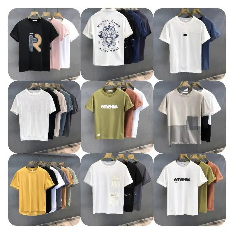 T-shirt de marque en coton à col rond Impression de vêtements à motifs simples T-shirts pour hommes de grande taille