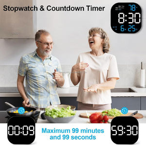 <strong>Large</strong> <strong>Digital</strong> Wall <strong>Clock</strong>, 10.55&quot; Led Display, Automatic Brightness Dimmer Big <strong>Clock</strong> With Remote, Square Alarm <strong>Clock</strong> - Product Image 3