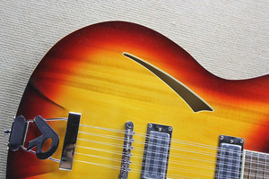 Flyoung Cherry Sunburst Electric Guitar 12 Strings Semi-hollow Factory Electric Guitar Chrome Hardwares - Product Image 3