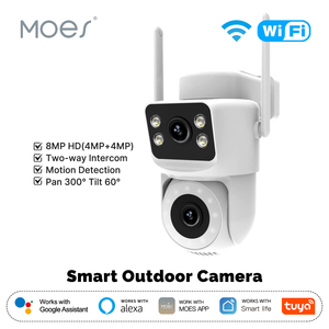 Moes Tuya Smart WiFi telecamera di sicurezza esterna 8MP doppio schermo 2.4G/5G IP65 impermeabile rilevamento del movimento Auto traccia Audio bidirezionale - Product Image 2