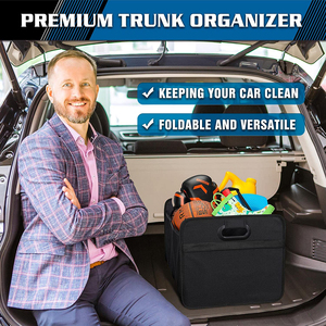 Premium Polyester katlanabilir araba bagaj depolama organizatör takviyeli kolları ile - Product Image 3