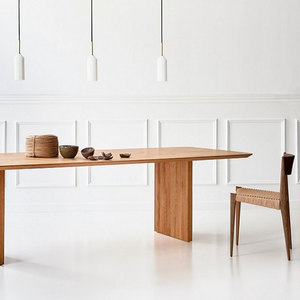 天然木餐桌套装现代奢华北欧实木8座家居写字台长方形餐桌 - Product Image 5