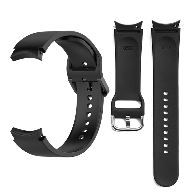 Bracelet de montre en caoutchouc à extrémité incurvée de 20mm Bracelets de montre en silicone souple pour Samsung Galaxy Watch 5/Watch 4 Série complète