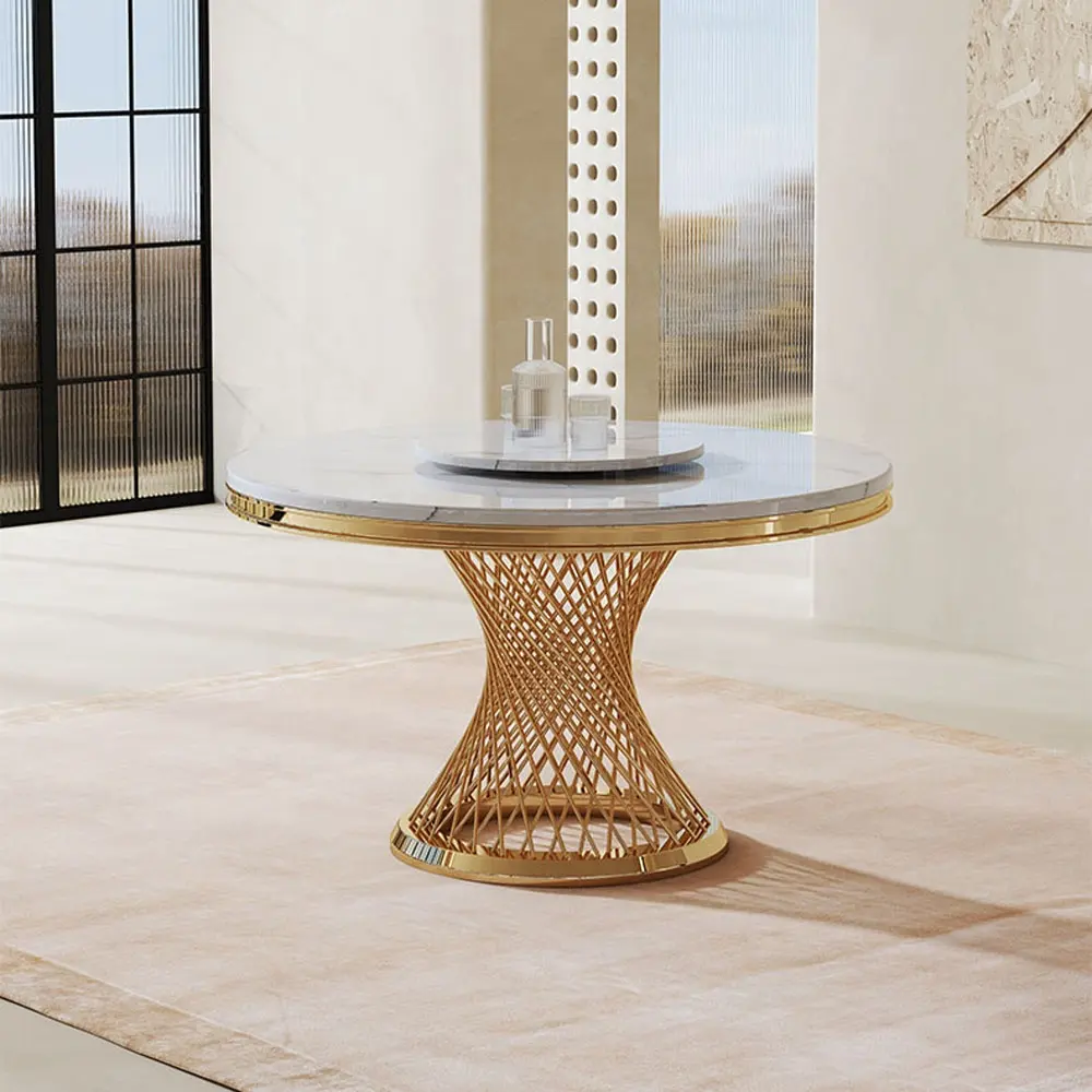 Tavolo da pranzo e sedia rotondi moderni in marmo di lusso in acciaio inossidabile set 6 8 tavoli da pranzo a 10 posti sedie set ristorante