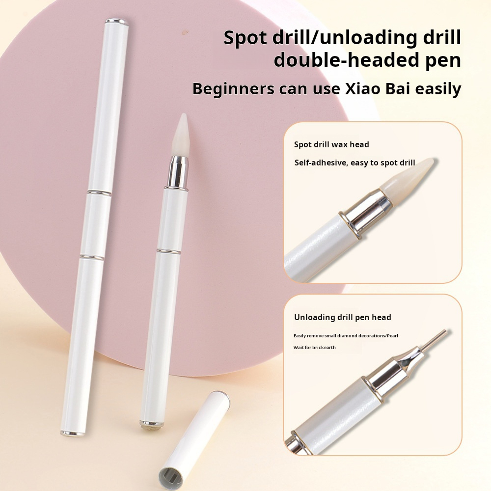 Crayon diamant manucure double embout blanc