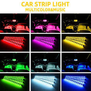 แถบไฟ LED ภายในรถหลากสีตกแต่งบรรยากาศบรรยากาศโดยรอบไฟสีสันสดใส48SMD รีโมทและควบคุมด้วยเสียง - Product Image 2