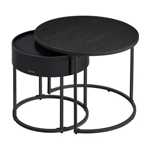 VASAGLE di lusso Meuble De <span class=keywords><strong>Table</strong></span> Basse soggiorno nidificazione tavolo rotondo centro <span class=keywords><strong>set</strong></span> nero rotondo tavolino da caffè moderno - Product Image 6