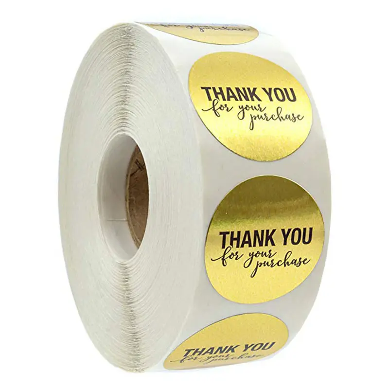 1" Round Thank You for Your Purchase Stickers Gold Foil Envelope Seals for Packaging Business Decoration 500pcs