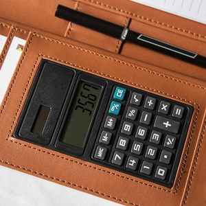 Organizador de carpeta de Padfolio con cremallera y logotipo en relieve personalizado con calculadora y Bloc de notas con letras