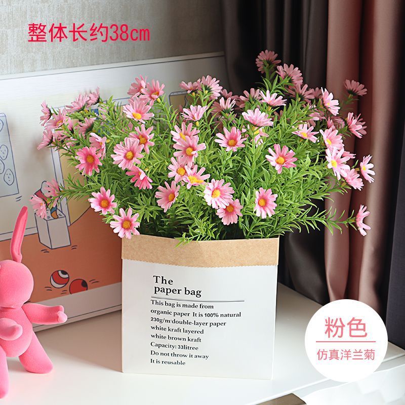 Camomille rose, 3 bottes, petit sac en papier kraft.