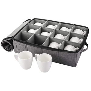 Set 5 Quilted Dinnerware Storage Containers Hard Shell Stackable China Storage Set for Cups Mugs Folding for Preservation - Product Image 4