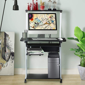 Vekin Furniture 2 Tier <strong>Computer</strong> Desk Home Office Desk <strong>Computer</strong> Workstation <strong>Rolling</strong> Study PC Laptop <strong>Table</strong> with Tray - Product Image 4