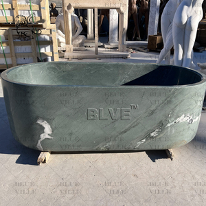 BLVEホームヨーロピアンホテル浴槽の装飾ポータブル浸漬自立型モダンラグジュアリーナチュラルグリーンマーブルバスタブ