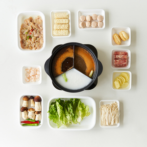 多功能烹饪托盘白色食品级塑料餐盘可重复使用的可堆叠方形矩形盘套装派对3145 - Product Image 4