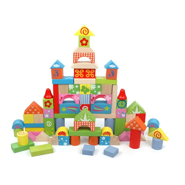 Blocs de Construction en bois pour enfants, pièces, briques à empiler, jeu de société, jouet éducatif Montessori, pour tout-petits