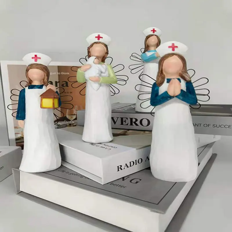 Figurines de décoration nordique en résine de noël minimaliste ange infirmière Statue ferme pour la décoration de la maison