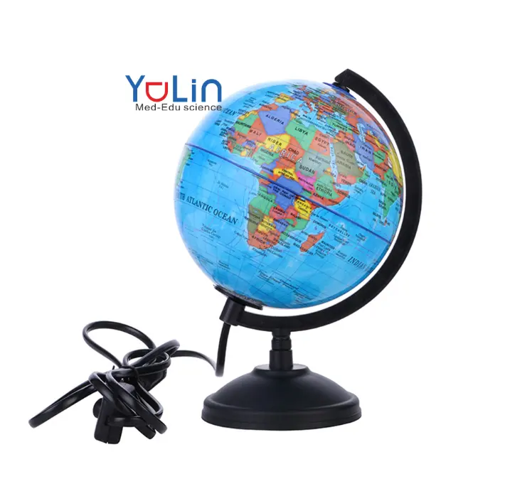 Décoration de la maison cadeau pour enfants article promotionnel globe terrestre carte du monde avec support géographie jouet éducatif 14.16cm