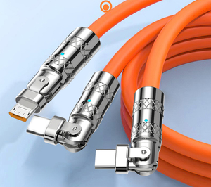 120w 1.2m 3in1 180度旋转旋转软硅橡胶通用串行总线快速充电3合1充电通用串行总线电缆 - Product Image 5