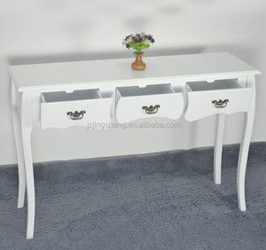 Hallway Entryway Furniture <strong>Display</strong> Desk Wooden French Chic Console <strong>Table</strong> <strong>With</strong> 3 Drawers - Product Image 4