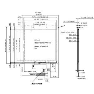 4 pollici IPS TFT LCD ST7796 SPI MCU RGB interfaccia schermo LCD quadrato ad alta luminosità con 480 Touch capacitivo * risoluzione 480 - Product Image 5