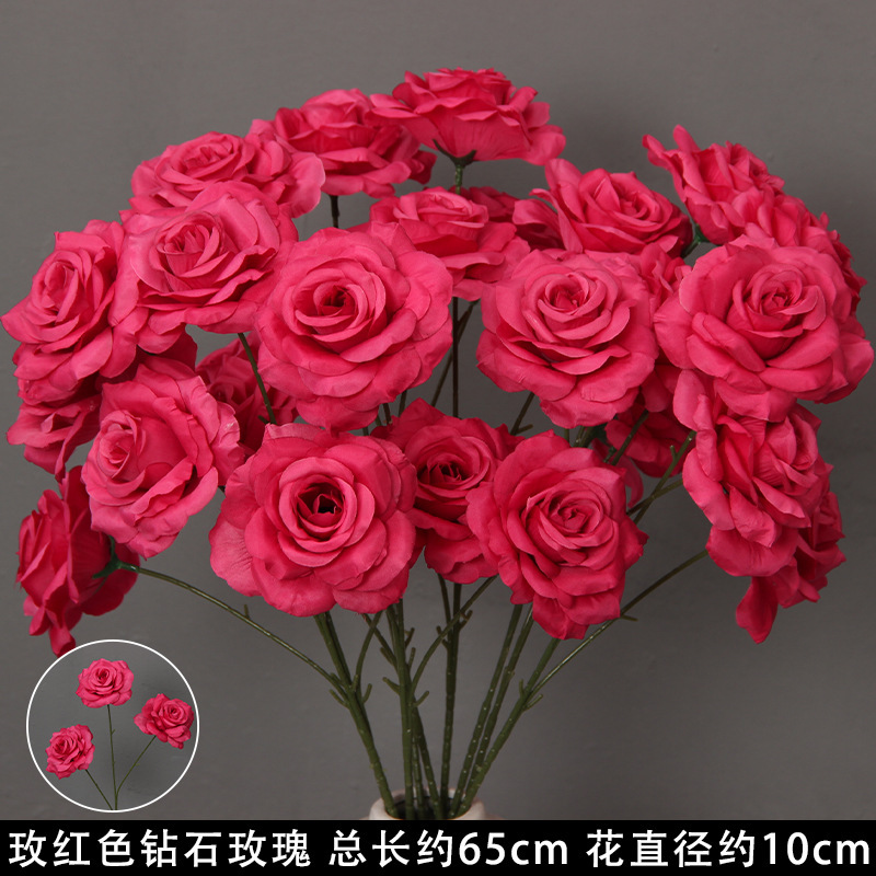 Rose pink 3-head diamond rose