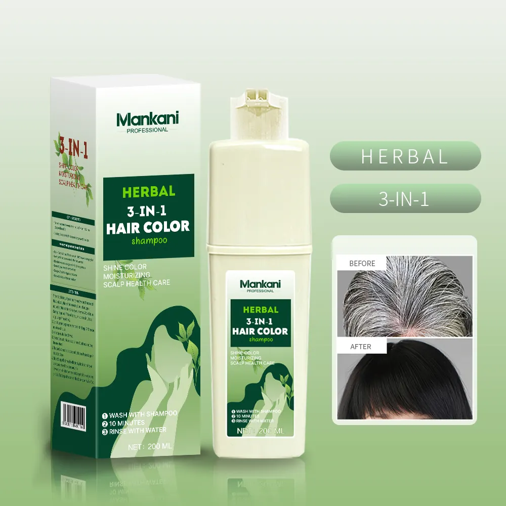 Tinte de cabello 200ml bajo amoníaco color de cabello negro henna natural tinte de cabello champú 3 en 1