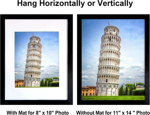 マット付き10枚の素朴なブラウン8x10枚の写真フレームセット11x14フォトフレームナチュラルウッドディスプレイ写真パーソナライズされたデザイン - Product Image 2