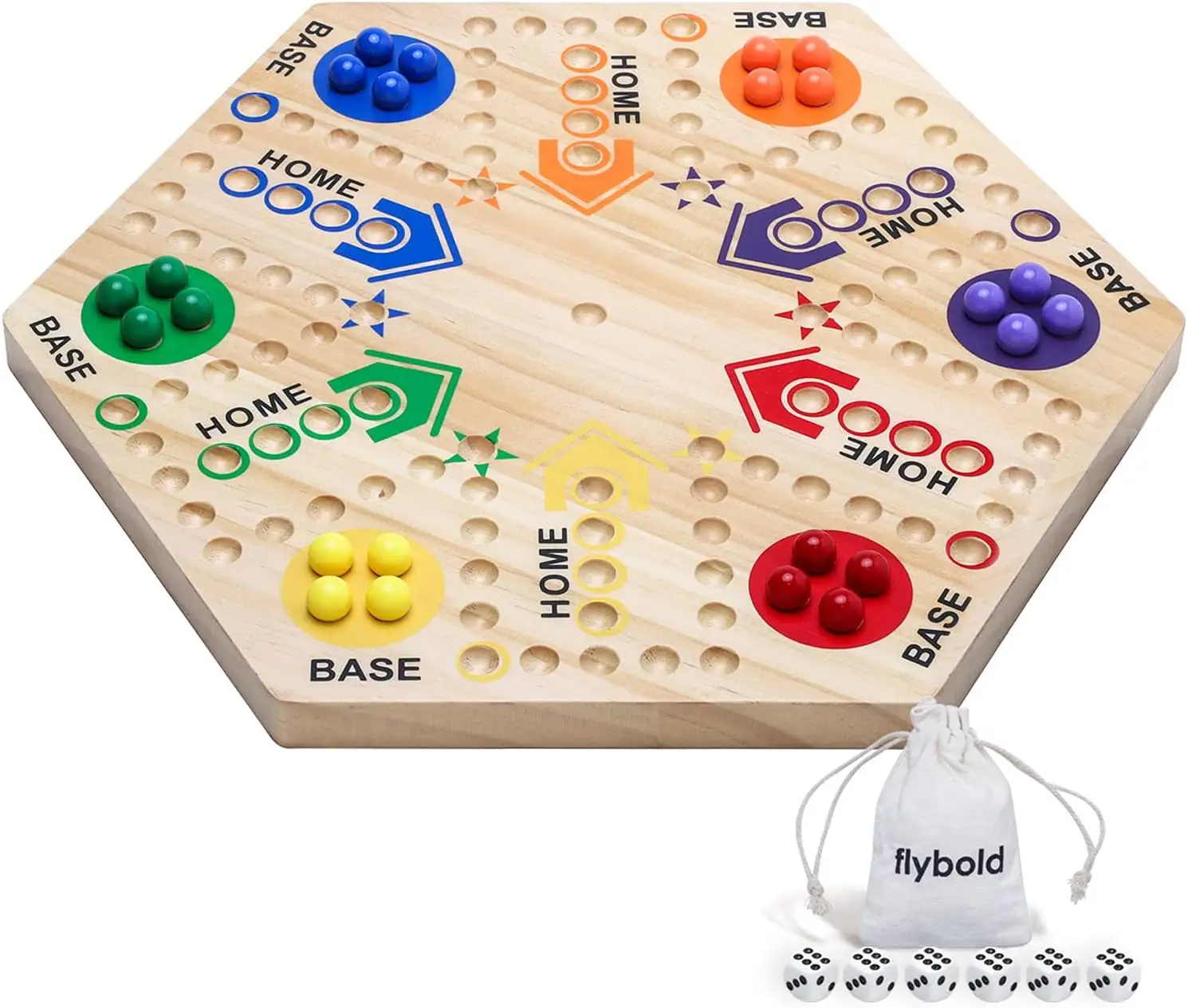 Gioco da tavolo originale in marmo a doppia faccia dipinto a 6 e 4 giocatori in legno gioco da tavolo veloce con sacchetto di velluto