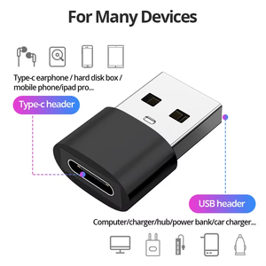 C型母至USB2.0公转换器连接器OTG数据快速充电C型适配器
