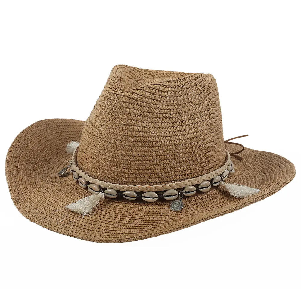 WoZhen Aliexpress cappello da Cowboy di paglia occidentale nuovo berretto di colore solido di moda di Design